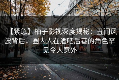 【紧急】柚子影视深度揭秘：丑闻风波背后，圈内人在酒吧后巷的角色罕见令人意外
