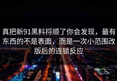 真把新91黑料捋顺了你会发现，最有东西的不是表面，而是一次小范围改版后的连锁反应