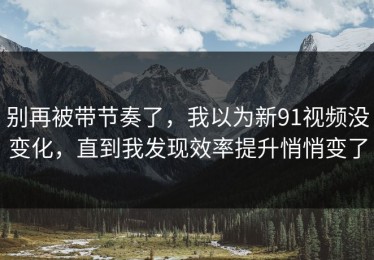 别再被带节奏了，我以为新91视频没变化，直到我发现效率提升悄悄变了