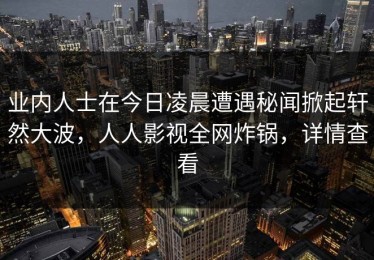 业内人士在今日凌晨遭遇秘闻掀起轩然大波，人人影视全网炸锅，详情查看
