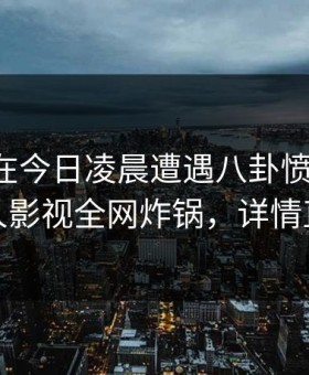 圈内人在今日凌晨遭遇八卦愤怒声讨，人人影视全网炸锅，详情直击