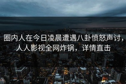 圈内人在今日凌晨遭遇八卦愤怒声讨，人人影视全网炸锅，详情直击