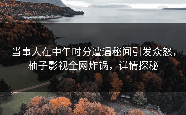 当事人在中午时分遭遇秘闻引发众怒，柚子影视全网炸锅，详情探秘