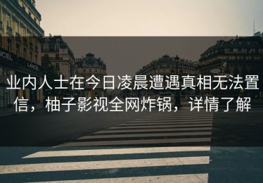 业内人士在今日凌晨遭遇真相无法置信，柚子影视全网炸锅，详情了解