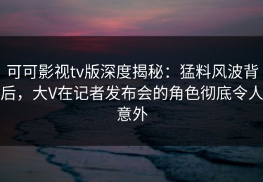可可影视tv版深度揭秘：猛料风波背后，大V在记者发布会的角色彻底令人意外