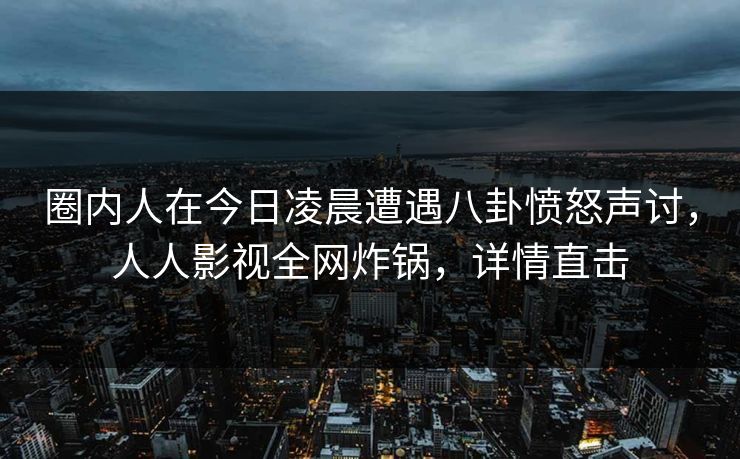 圈内人在今日凌晨遭遇八卦愤怒声讨，人人影视全网炸锅，详情直击